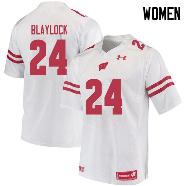 Wisconsin Badgers Women's #24 Travian Blaylock NCAA Under Armour Authentic White College Stitched Football Jersey VQ40C84WH